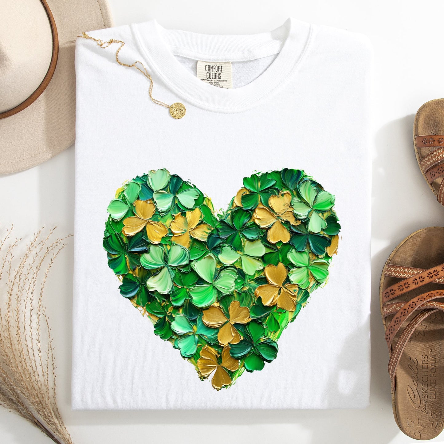 Painted, Shamrock, Heart, St Patrick's Day, Shamrock, Clover, Lucky, Leprechaun Tshirt Comfort Colors T-Shirt