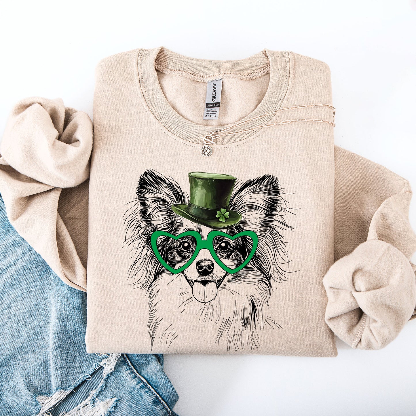 Papillon, Adorable Dog, St Patrick's Day, Lucky, Irish Sweatshirt