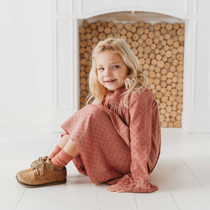 Pastel Pink Lace Yolk Dobby Dress