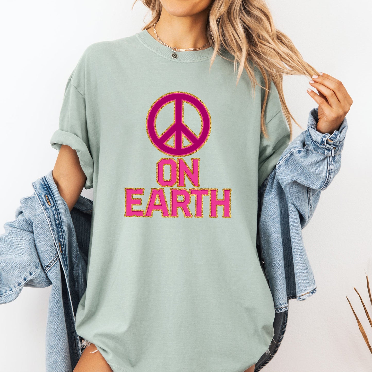Peace On Earth, Christmas, Positivity, Snow, Santa, Xmas Tshirt Comfort Colors T-Shirt