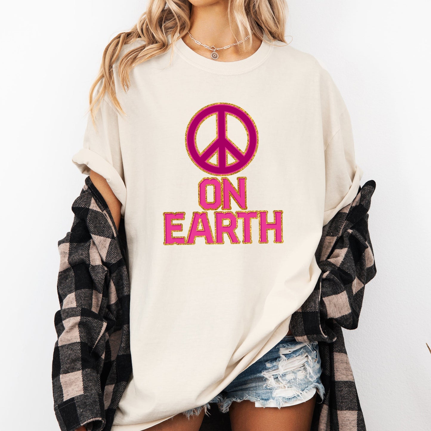 Peace On Earth, Christmas, Positivity, Snow, Santa, Xmas Tshirt Comfort Colors T-Shirt