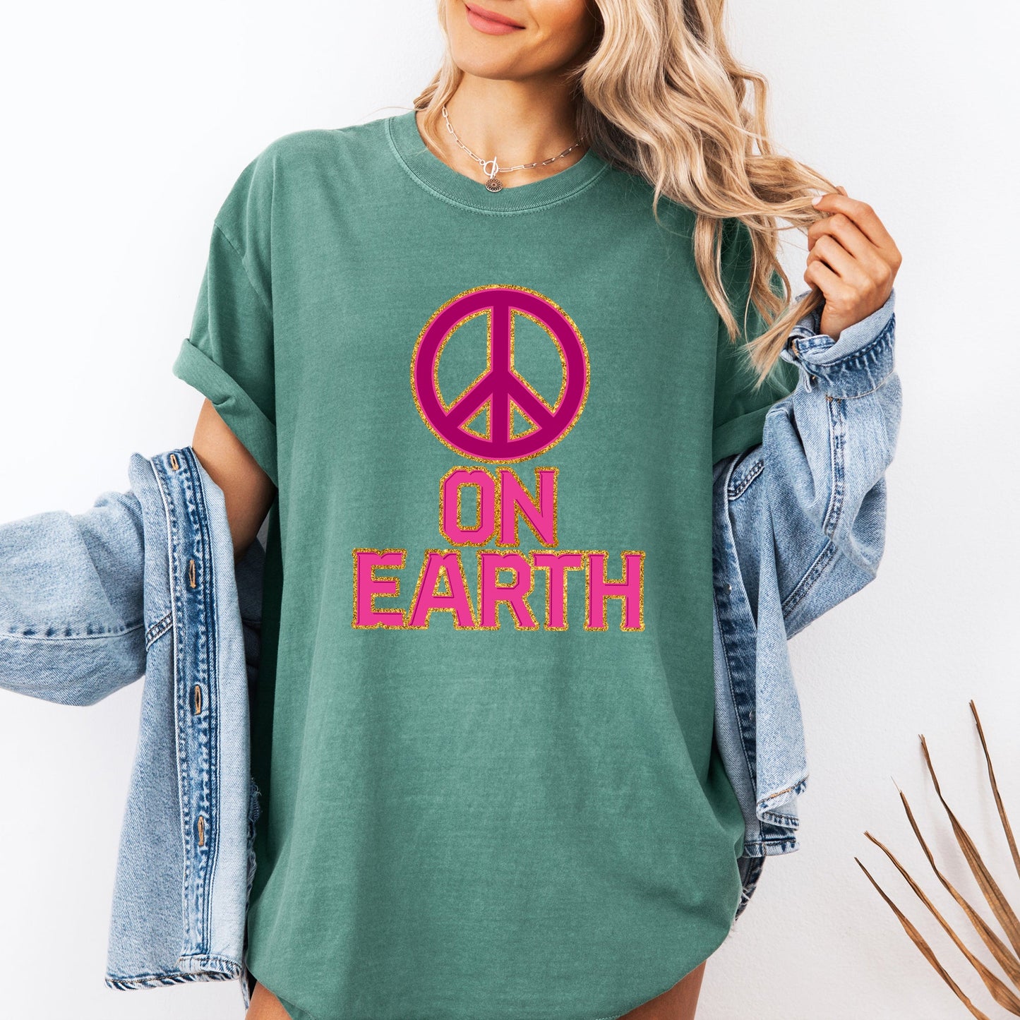 Peace On Earth, Christmas, Positivity, Snow, Santa, Xmas Tshirt Comfort Colors T-Shirt