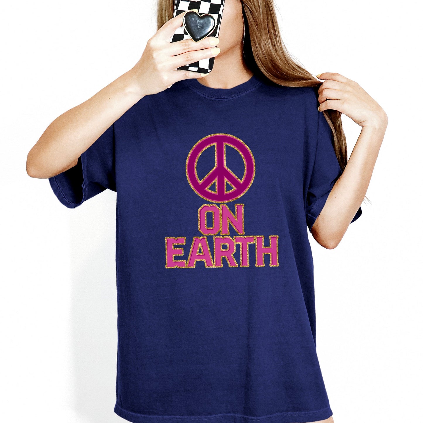 Peace On Earth, Christmas, Positivity, Snow, Santa, Xmas Tshirt Comfort Colors T-Shirt