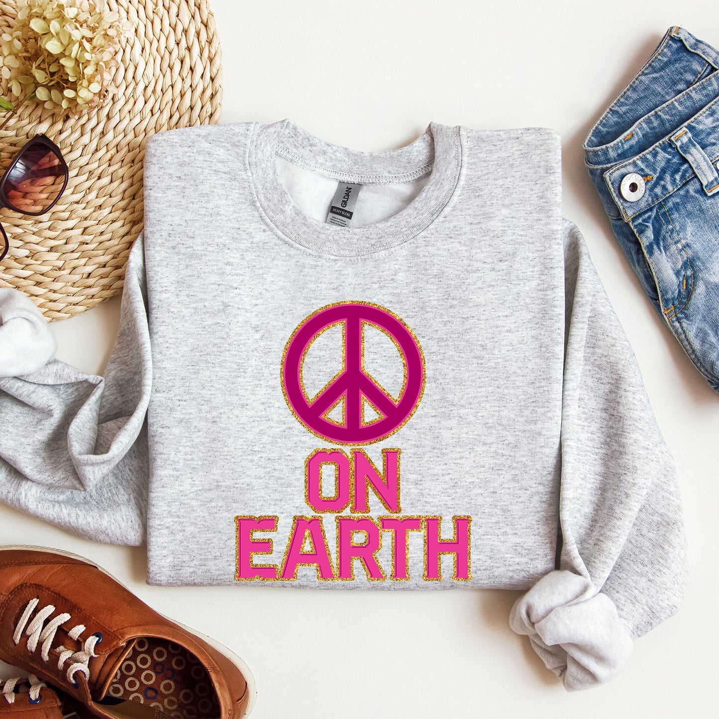 Peace On Earth, Christmas, Positivity, Snow, Santa, Xmas Sweatshirt