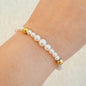 Pearl & Gold Beaded Stretch Bracelet