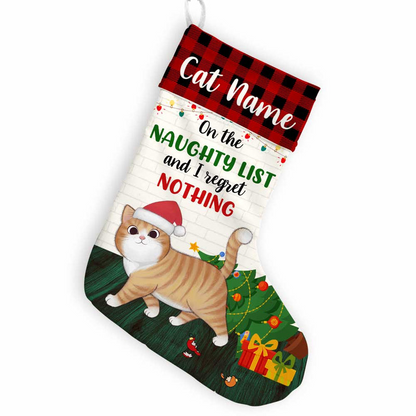 Cat Regret Nothing - Personalized Custom Christmas Stocking - Gift For Cat Lovers, Cat Mom, Cat Dad