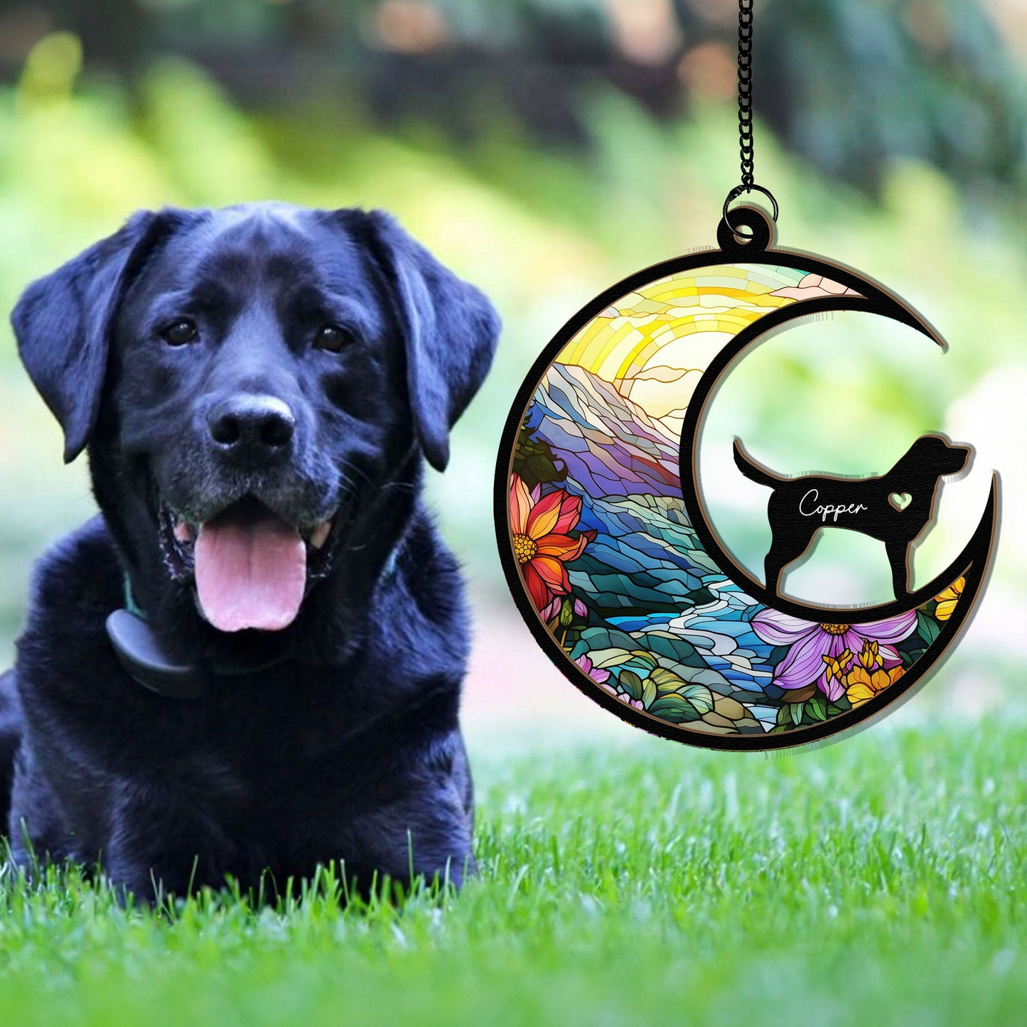 Pet Loss Dog/Cat - Personalized Window Hanging Suncatcher Ornament - Memorial Gift, Remembrance, Bereavement for Dog/Cat Owner