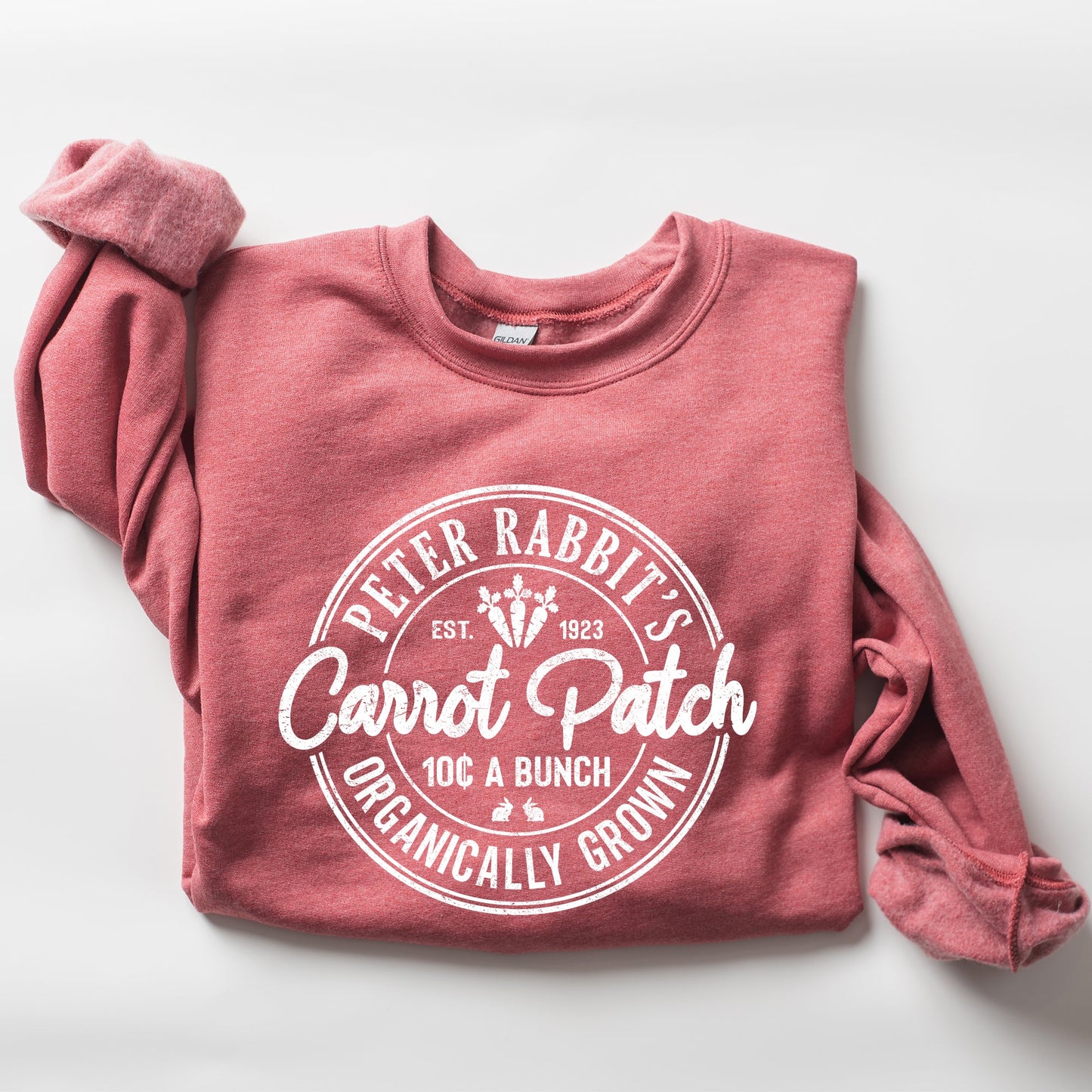 Peter Rabbit's Carrot Patch, Retro Farm Sign, Easter Sweatshirt