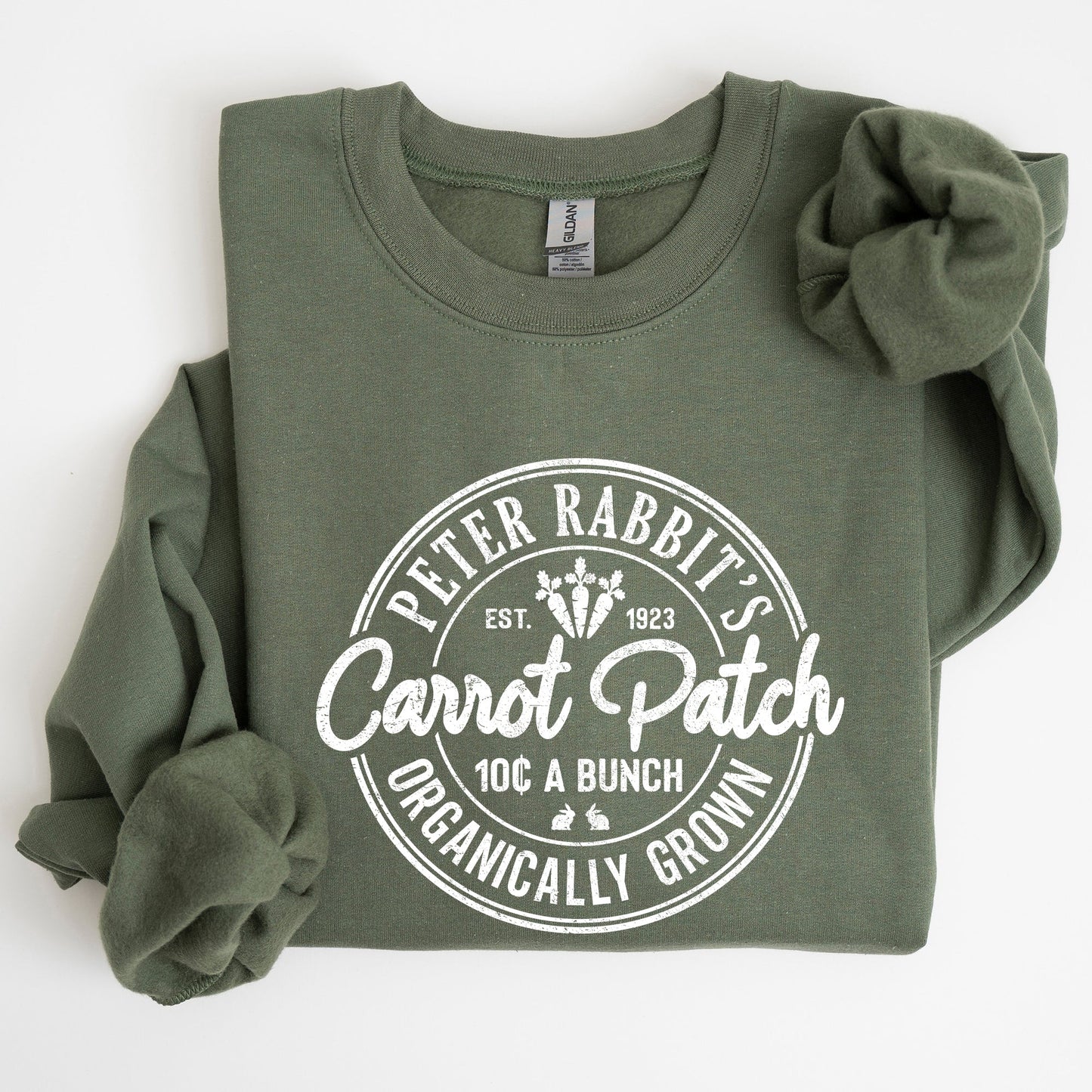 Peter Rabbit's Carrot Patch, Retro Farm Sign, Easter Sweatshirt