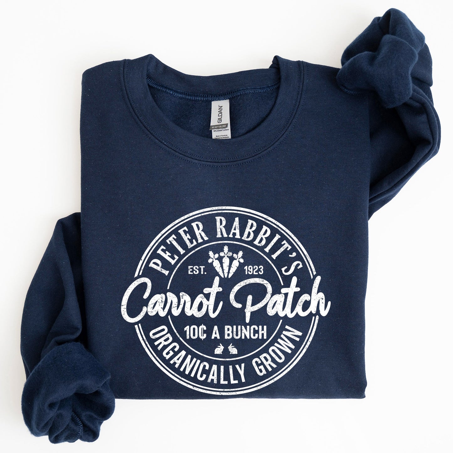 Peter Rabbit's Carrot Patch, Retro Farm Sign, Easter Sweatshirt