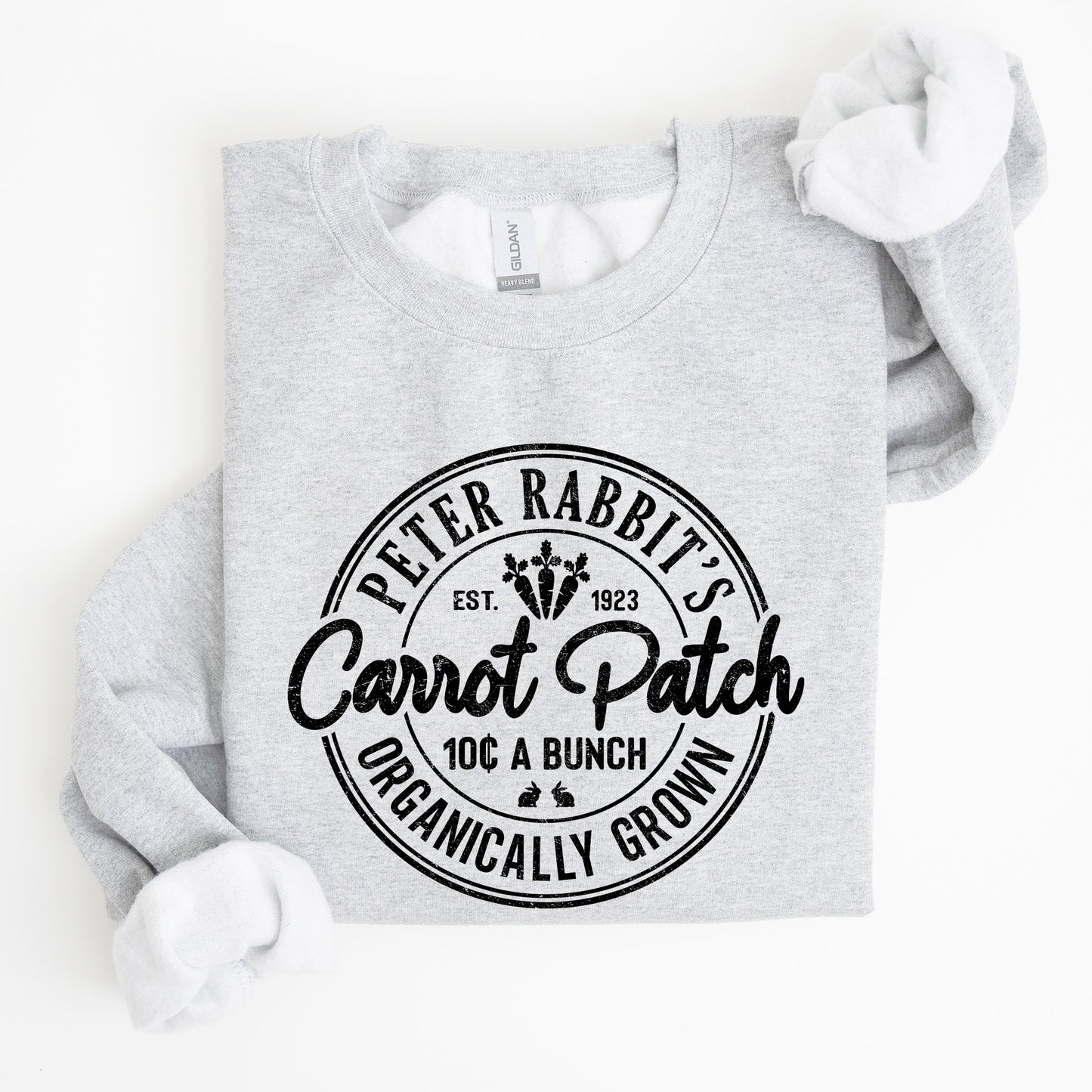 Peter Rabbit's Carrot Patch, Retro Farm Sign, Easter Sweatshirt