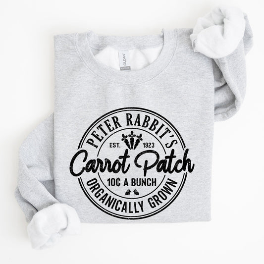 Peter Rabbit's Carrot Patch, Retro Farm Sign, Easter Sweatshirt