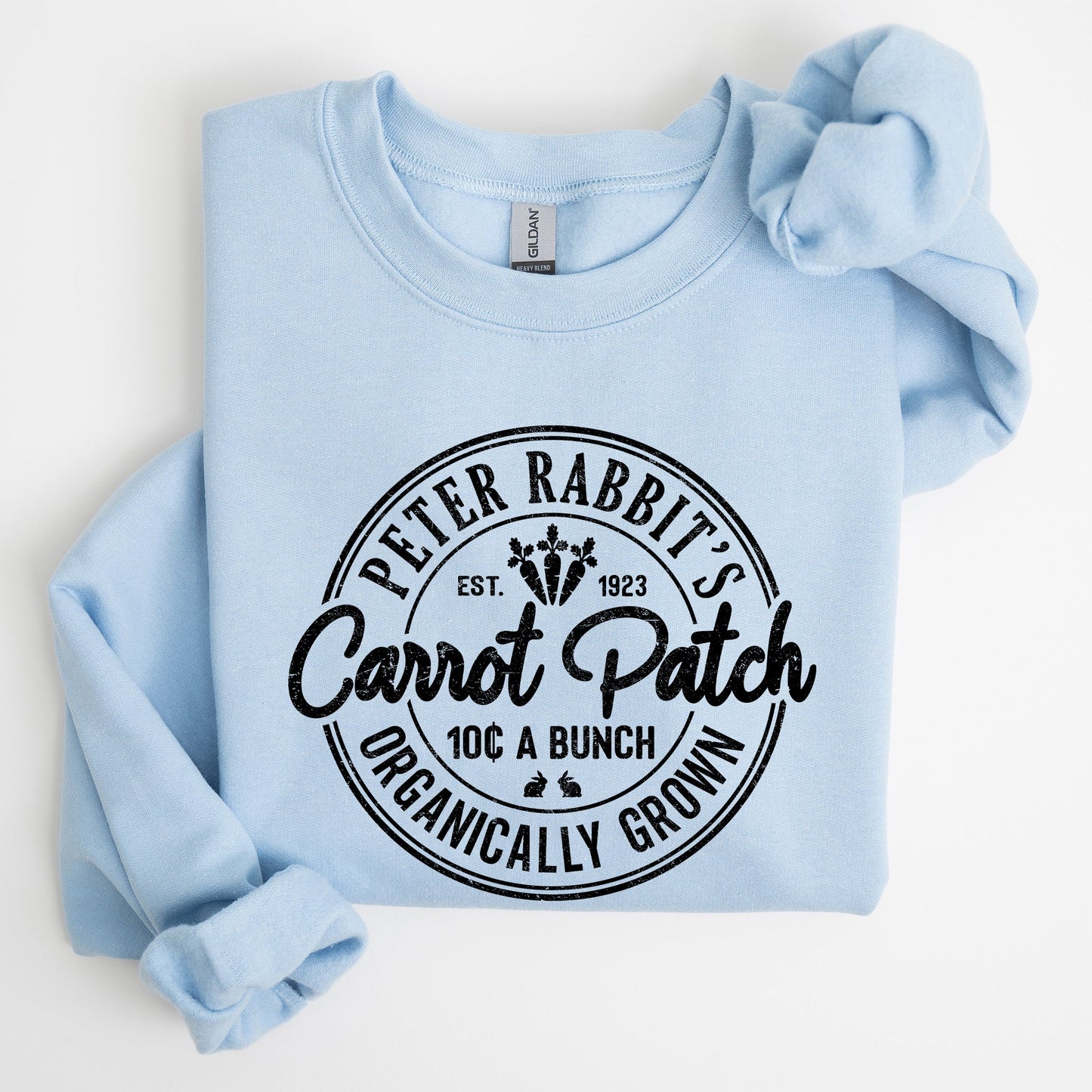 Peter Rabbit's Carrot Patch, Retro Farm Sign, Easter Sweatshirt