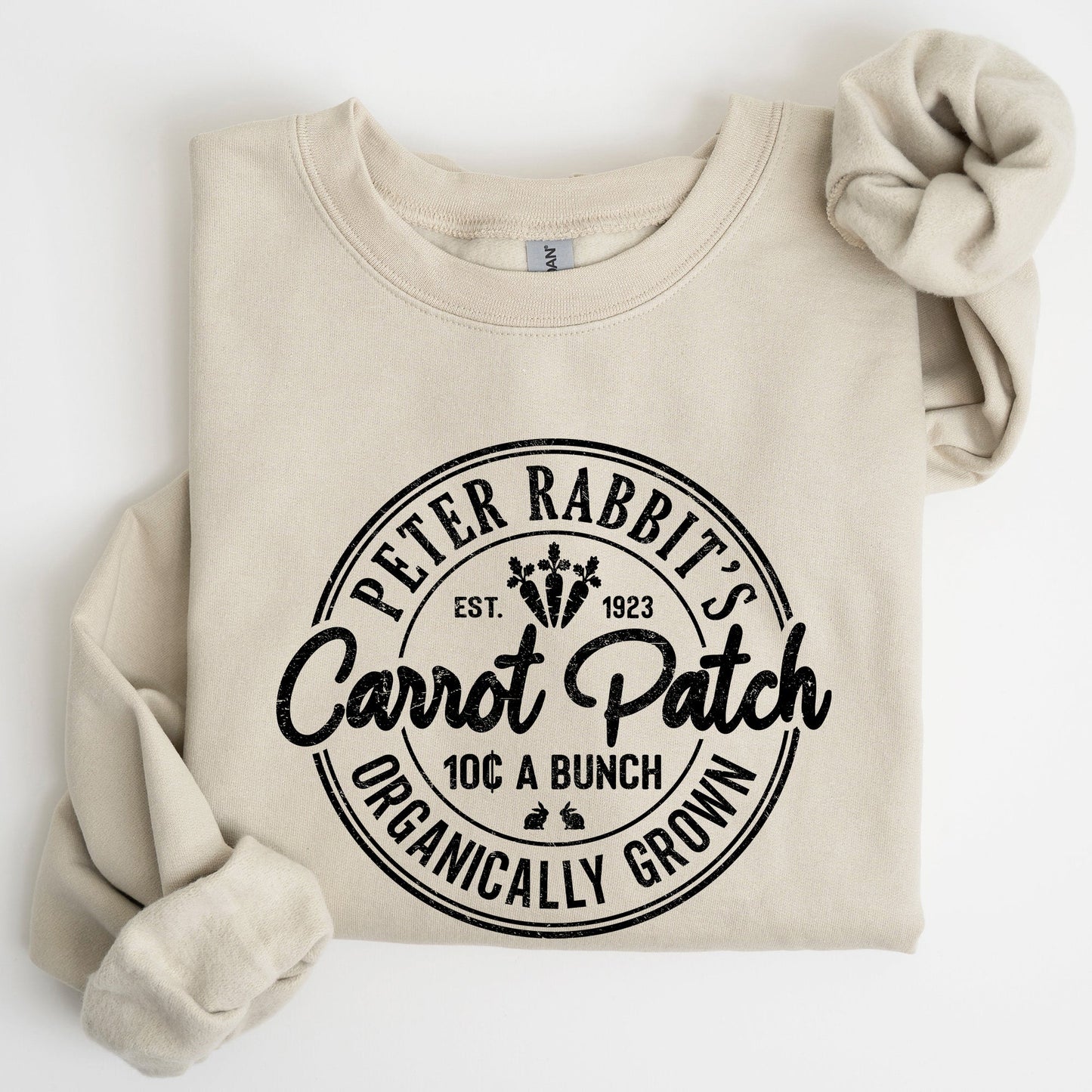 Peter Rabbit's Carrot Patch, Retro Farm Sign, Easter Sweatshirt