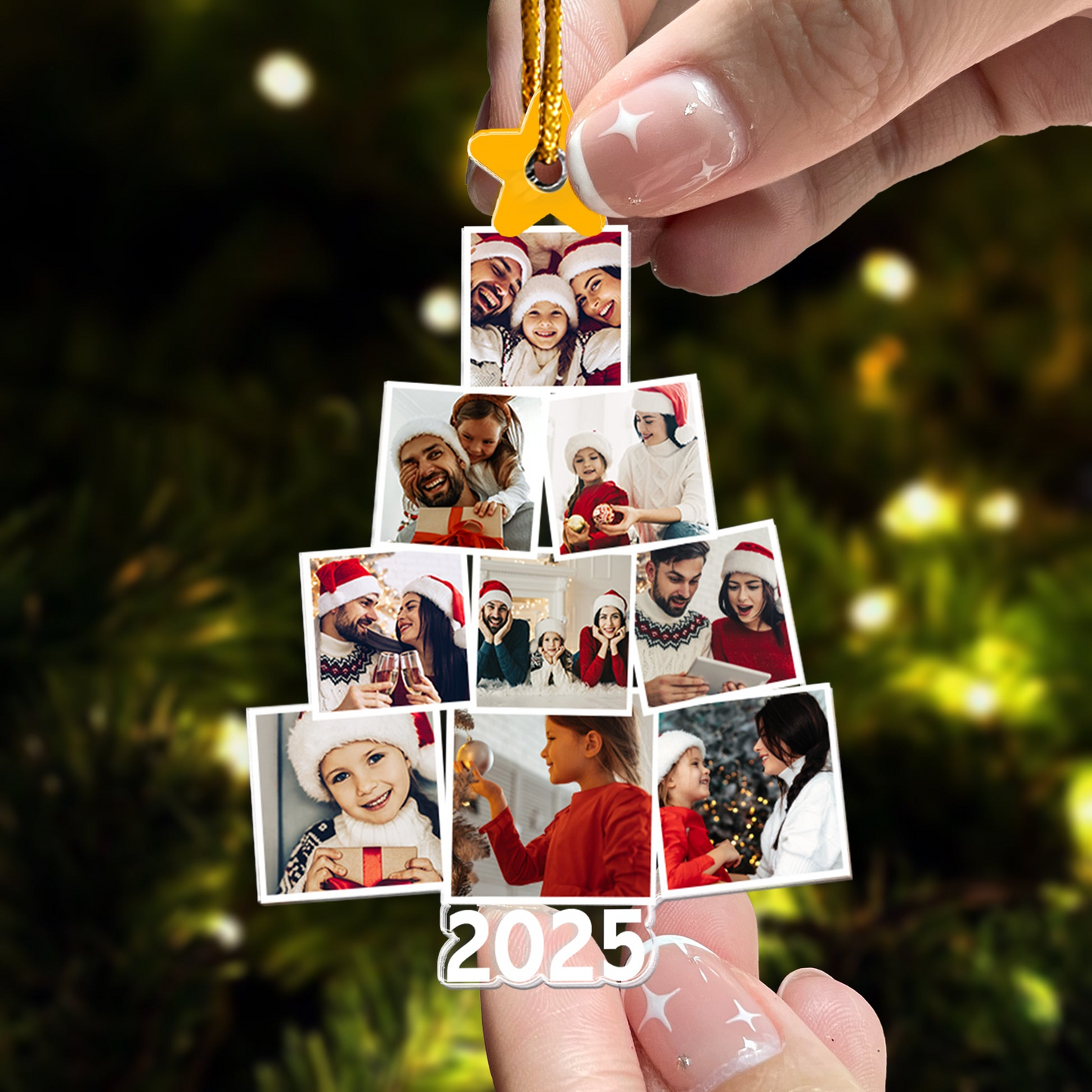 Custom Photo Family Tree Christmas - Personalized Custom Shaped Acrylic Ornament - Christmas Gift For Family Members