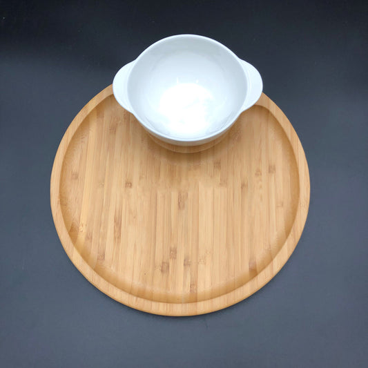 Bamboo And Fine Porcelain Set For Single Serve Board | Kitchen [Wood] | Kitchen + Metal