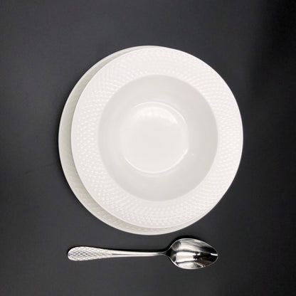 Fine Julia Porcelain Deep Plate Dinnerware Set For 6 Including 10" | Dinnerware | Kitchen + Metal