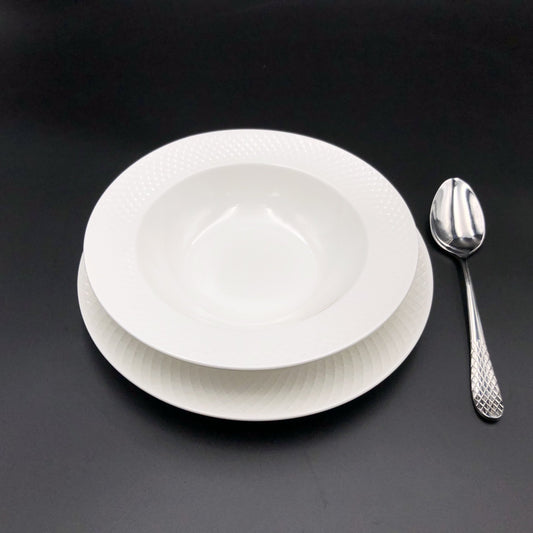 Fine Julia Porcelain Deep Plate Dinnerware Set For 6 Including 10" | Dinnerware | Kitchen + Metal