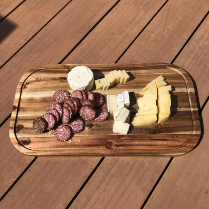 Zavis Green Acacia Wood Serving Rounded Cutting Board With Juice