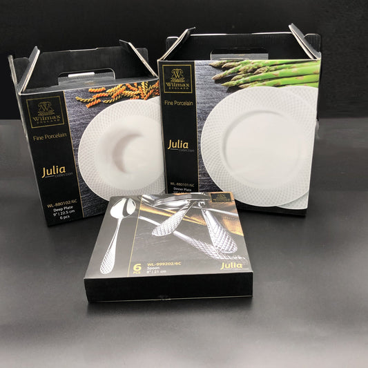 Fine Julia Porcelain Deep Plate Dinnerware Set For 6 Including 10" | Dinnerware | Kitchen + Metal