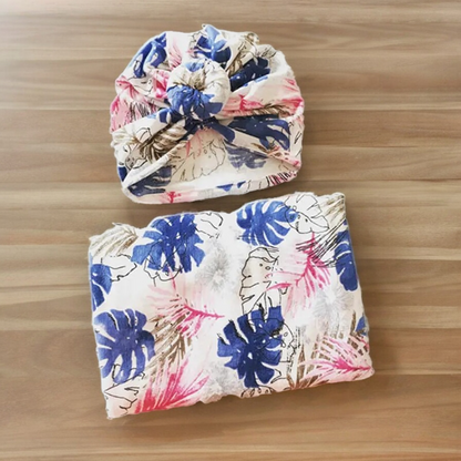 Newborn Floral Swaddle With Hat