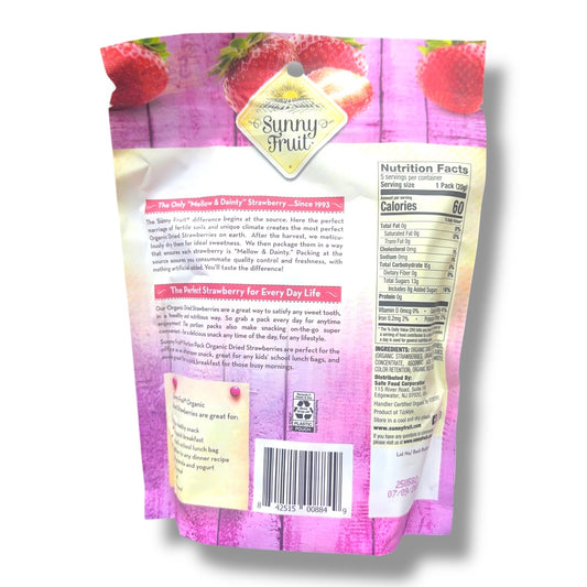 Organic Dried Strawberries - All-Natural, Sun-Dried, and Deliciously Sweet Snack by Sunny Fruit