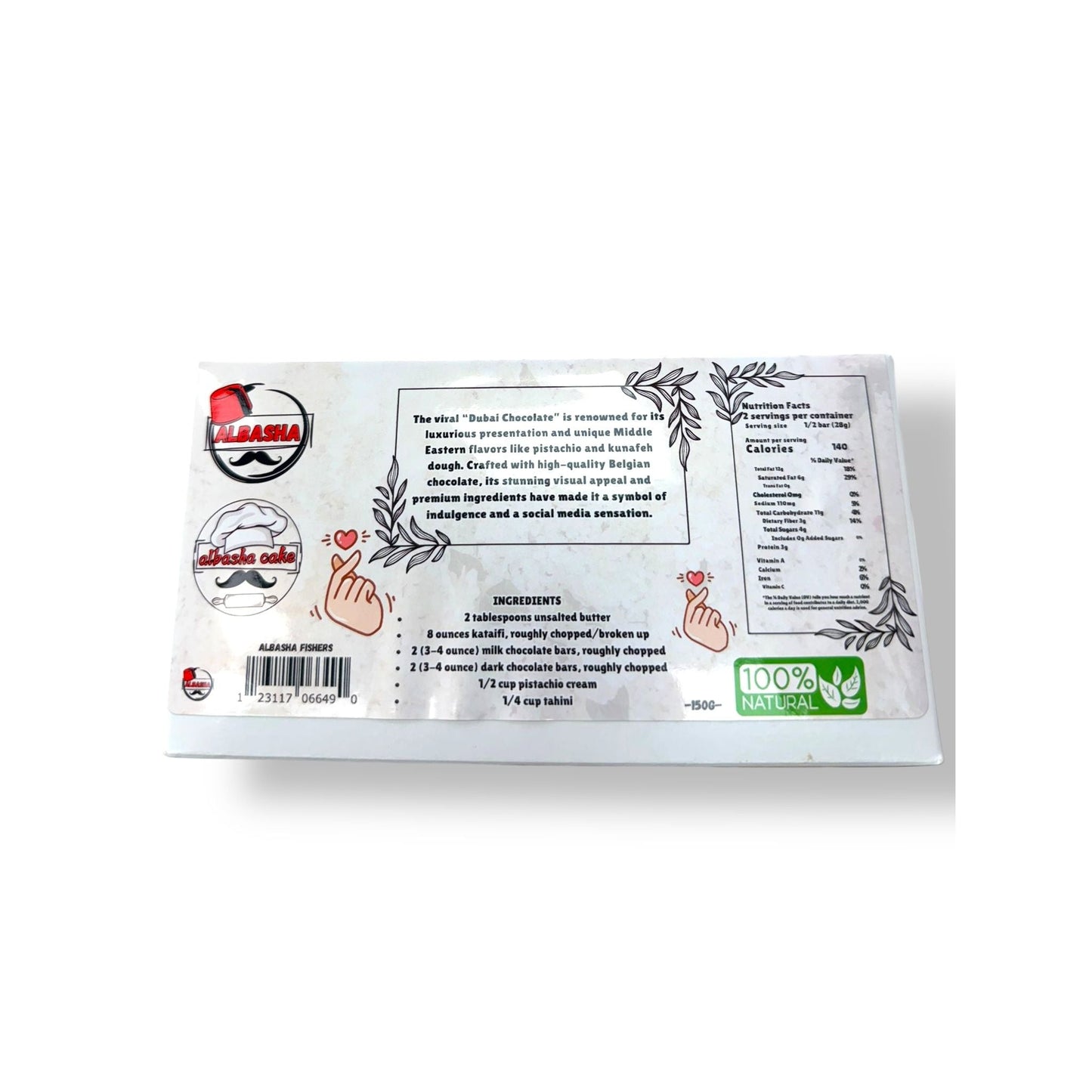 Dubai Chocolate - Exquisite Kunafeh Pistachio Chocolate - Rich Creamy Indulgence with Exotic Flavor