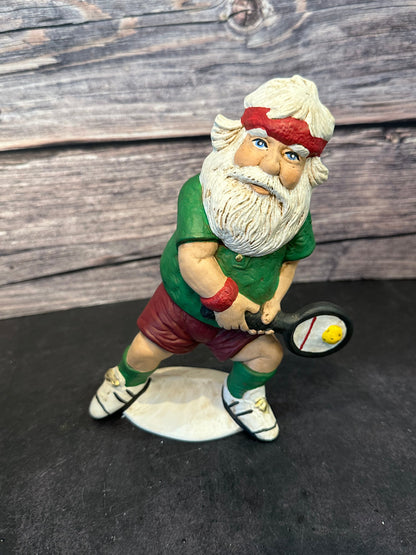 Ceramic Santa Playing Pickleball Figurine
