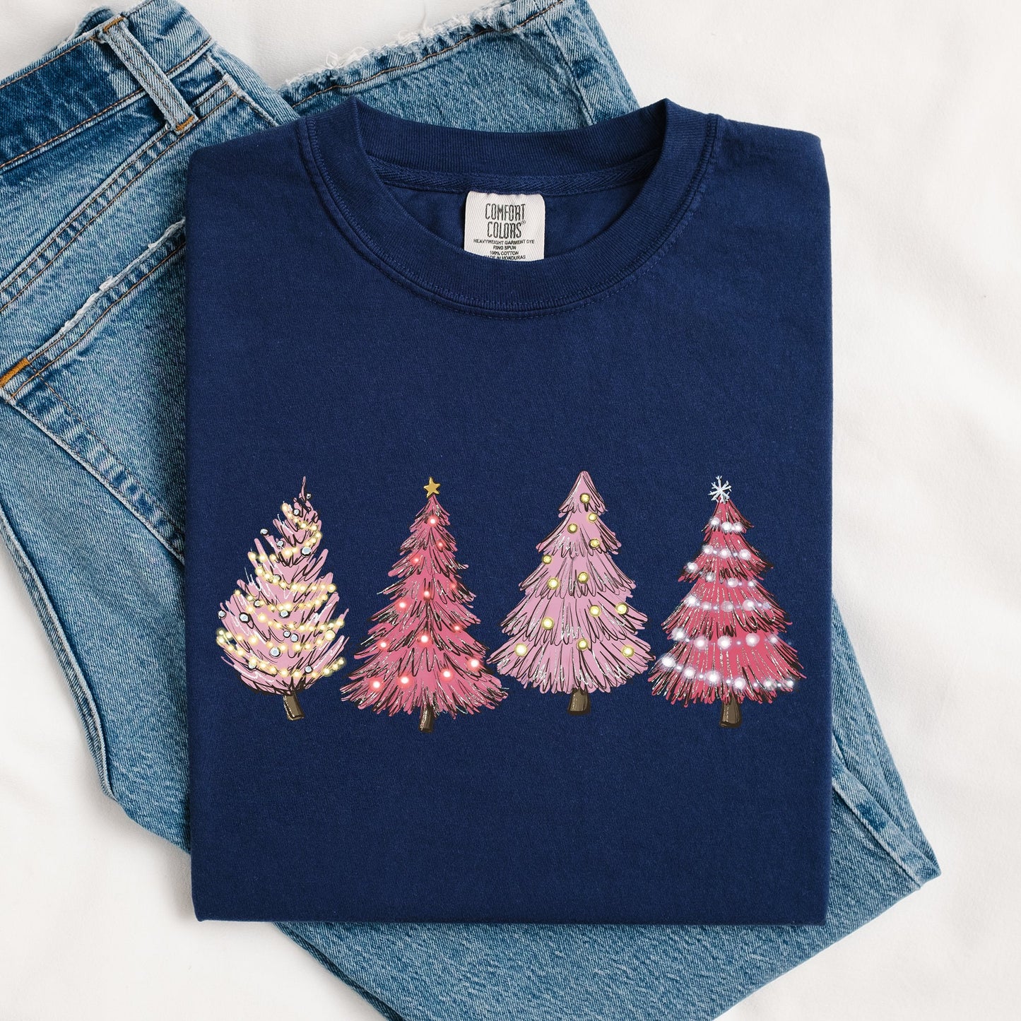 Pink Christmas Trees, Winter, Snow, Santa Tshirt Comfort Colors T-Shirt