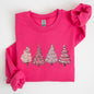 Pink Christmas Trees, Winter, Snow, Santa Sweatshirt