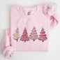 Pink Christmas Trees, Winter, Snow, Santa Sweatshirt