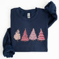 Pink Christmas Trees, Winter, Snow, Santa Sweatshirt