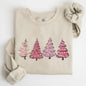 Pink Christmas Trees, Winter, Snow, Santa Sweatshirt