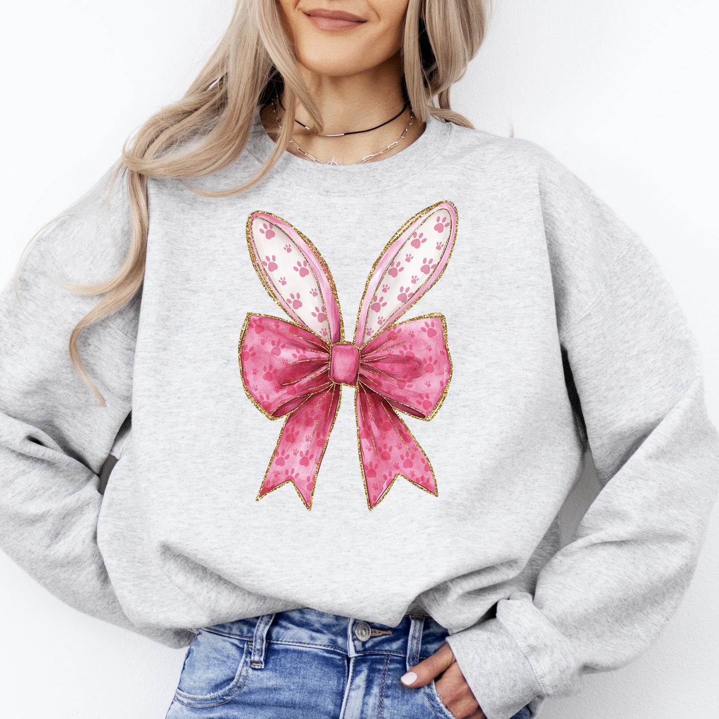 Pink Coquette, Rabbit Ears, Easter, Bunny, Jesus, Rabbit, Holiday Sweatshirt