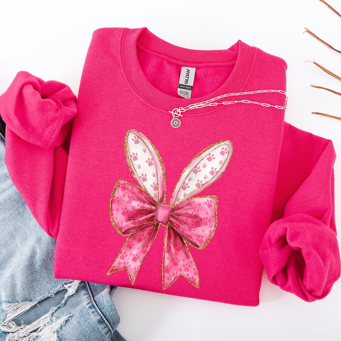 Pink Coquette, Rabbit Ears, Easter, Bunny, Jesus, Rabbit, Holiday Sweatshirt