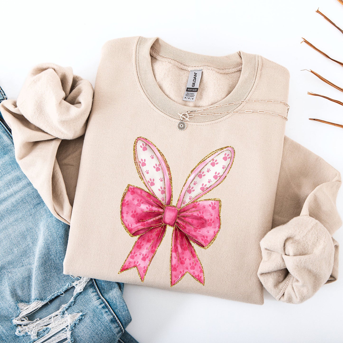 Pink Coquette, Rabbit Ears, Easter, Bunny, Jesus, Rabbit, Holiday Sweatshirt