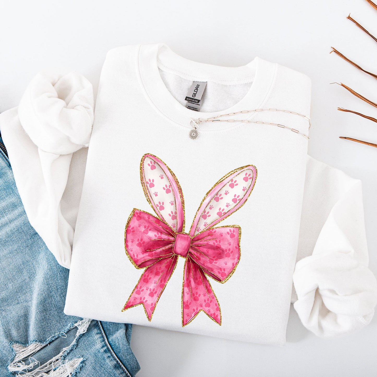 Pink Coquette, Rabbit Ears, Easter, Bunny, Jesus, Rabbit, Holiday Sweatshirt