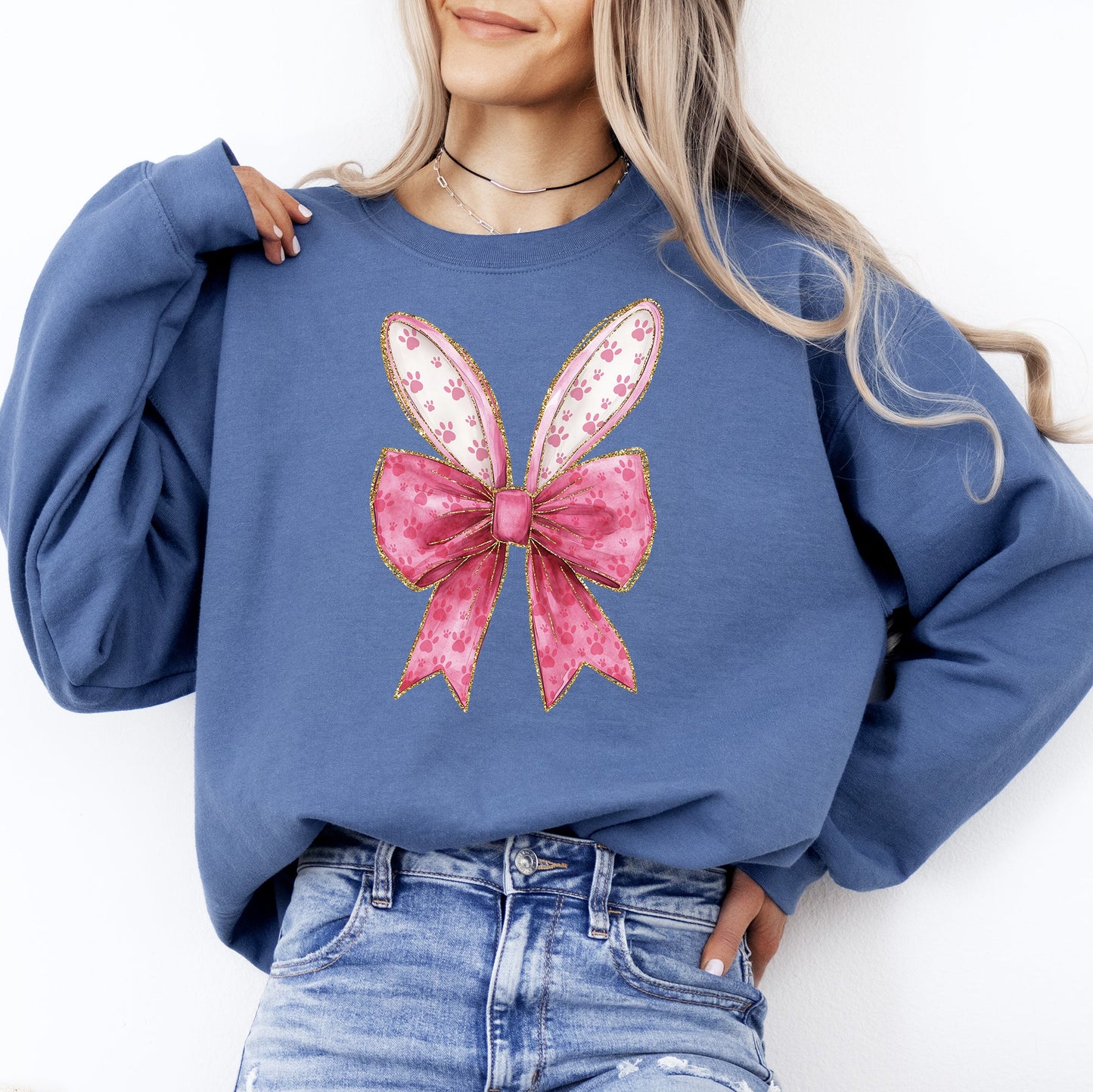 Pink Coquette, Rabbit Ears, Easter, Bunny, Jesus, Rabbit, Holiday Sweatshirt