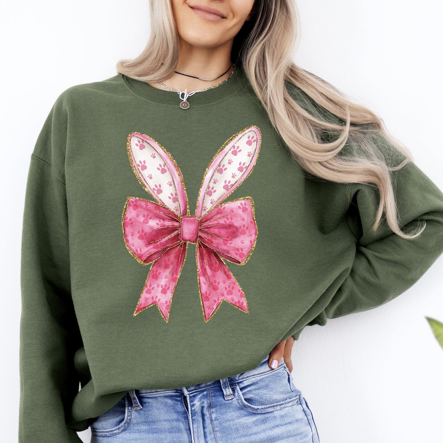 Pink Coquette, Rabbit Ears, Easter, Bunny, Jesus, Rabbit, Holiday Sweatshirt