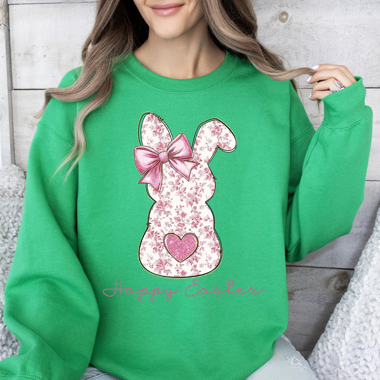 Pink Floral Bunny, Easter, Bunny, Jesus, Rabbit, Holiday Sweatshirt