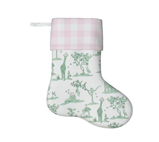 Pink and Green Zoo Chinoiserie Christmas Stocking