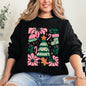 Pink Merry and Bright, Candy Cane, Tree, Merry Christmas, Flowers, Floral Sweatshirt