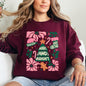 Pink Merry and Bright, Candy Cane, Tree, Merry Christmas, Flowers, Floral Sweatshirt