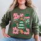 Pink Merry and Bright, Candy Cane, Tree, Merry Christmas, Flowers, Floral Sweatshirt