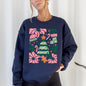 Pink Merry and Bright, Candy Cane, Tree, Merry Christmas, Flowers, Floral Sweatshirt