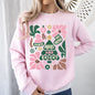 Pink Merry and Bright, Ornament, Tree, Merry Christmas, Flowers, Floral Sweatshirt