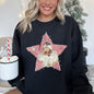 Pink Star Retro Santa, Christmas, Vintage Sweatshirt