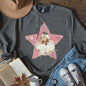 Pink Star Retro Santa, Christmas, Vintage Sweatshirt
