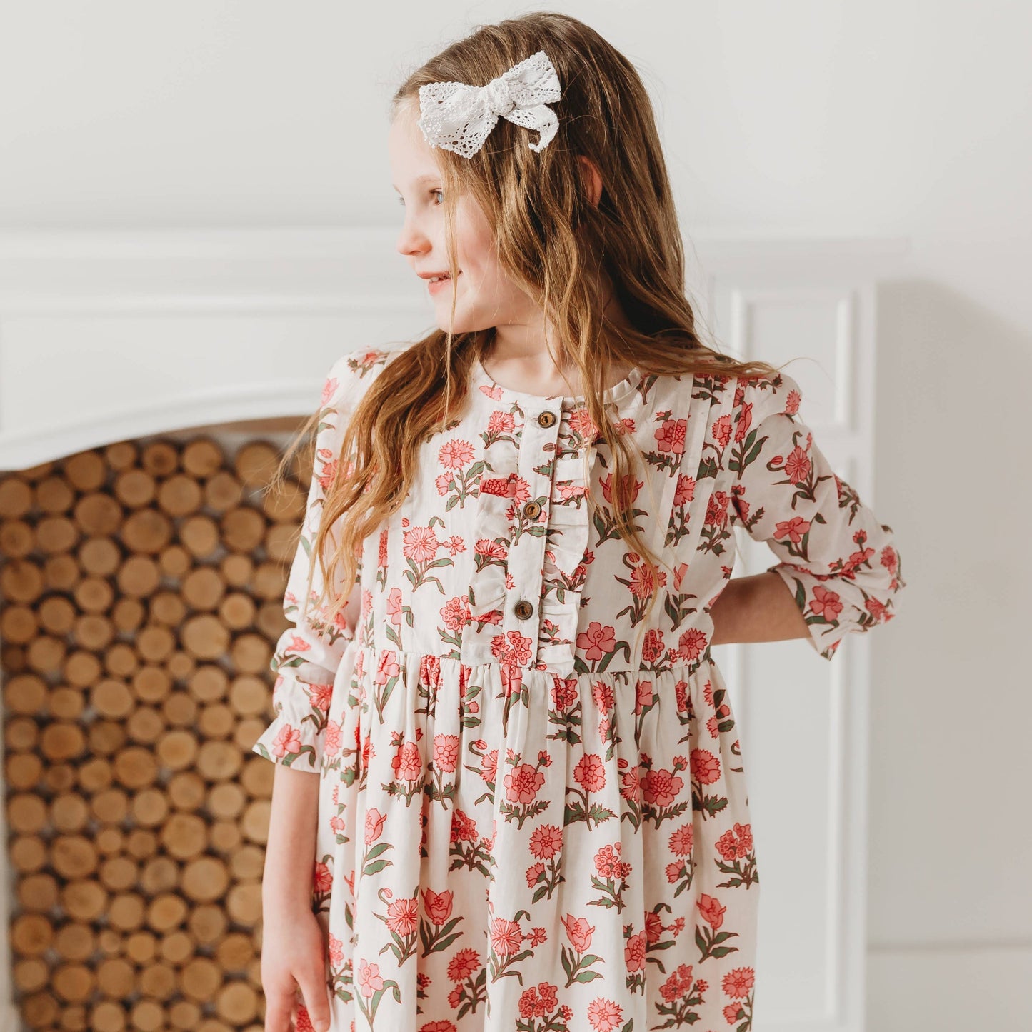 Pink Block Print Flower Dress