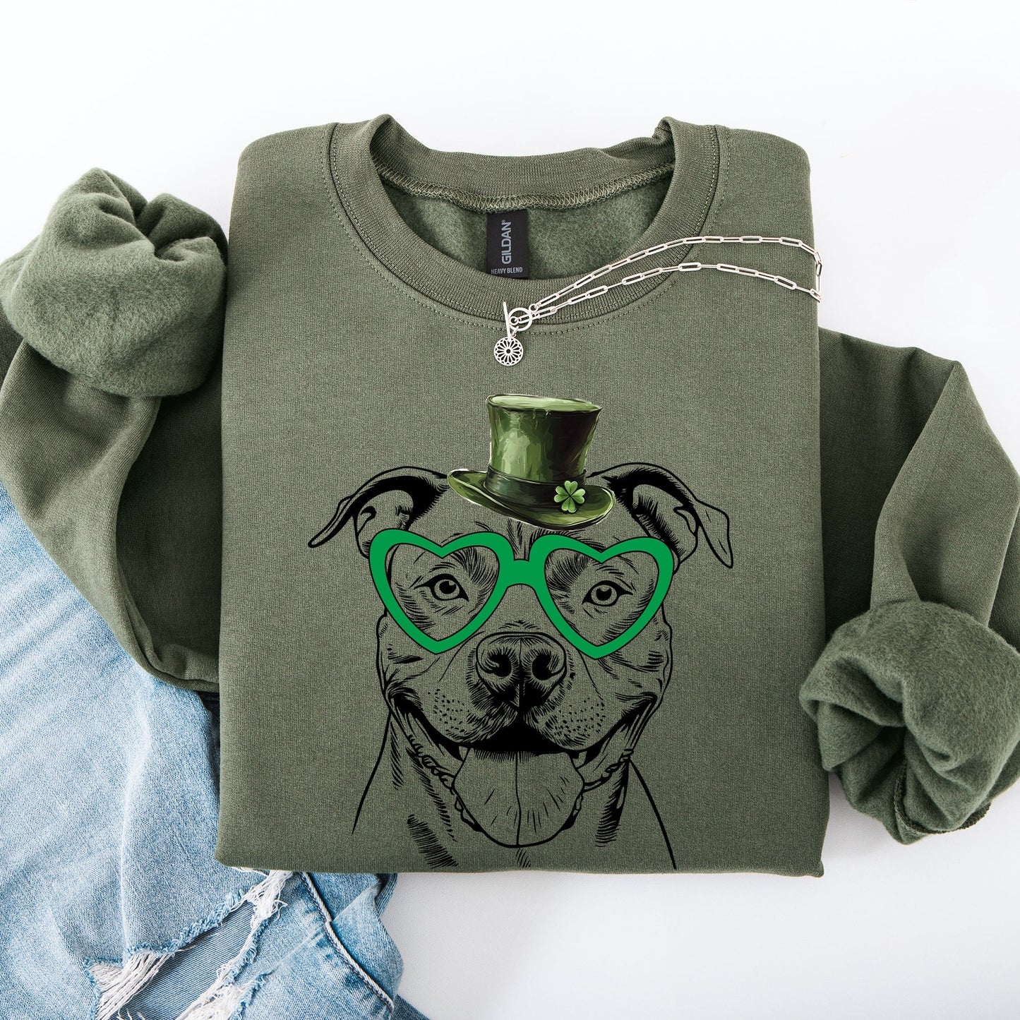 Pitbull, Adorable Dog, St Patrick's Day, Lucky, Irish Sweatshirt